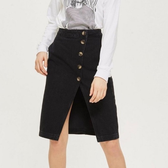 NWOT TOPSHOP Horn Button Midi Skirt - Picture 1 of 6